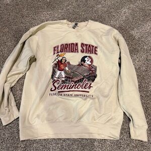 NWOT Gildan Cream Florida State Seminoles Crewneck Sweater LARGE unisex